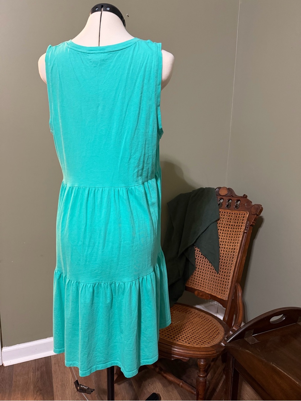 J.Crew NWOT Re-Imagined Aqua Tiered Swing Dress Medium 100% Cotton Sleeveless‎ - Picture 4 of 10